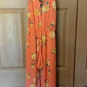 Rue21 Vibrant Orange Floral Jumpsuit